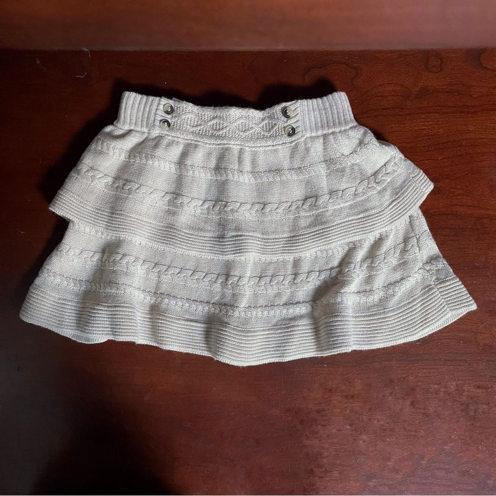 NWT Mayoral Girls Knit Tier Skirt NWT Size 7Y Beige Cable Knit Winter Outfit